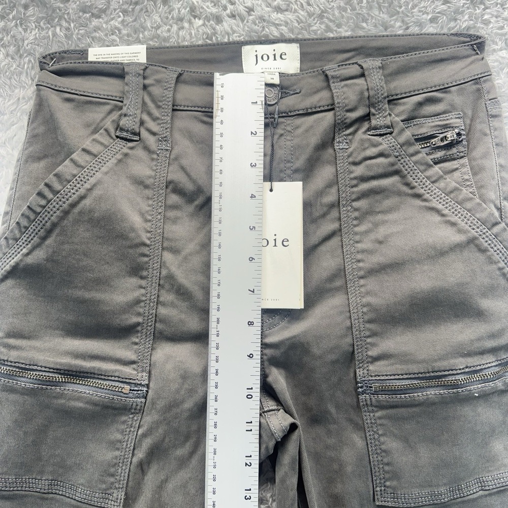 Joie High Rise Park Skinny Pants Women's Storm Gray Cotton Blend Utility Zip 30 - Picture 7 of 12